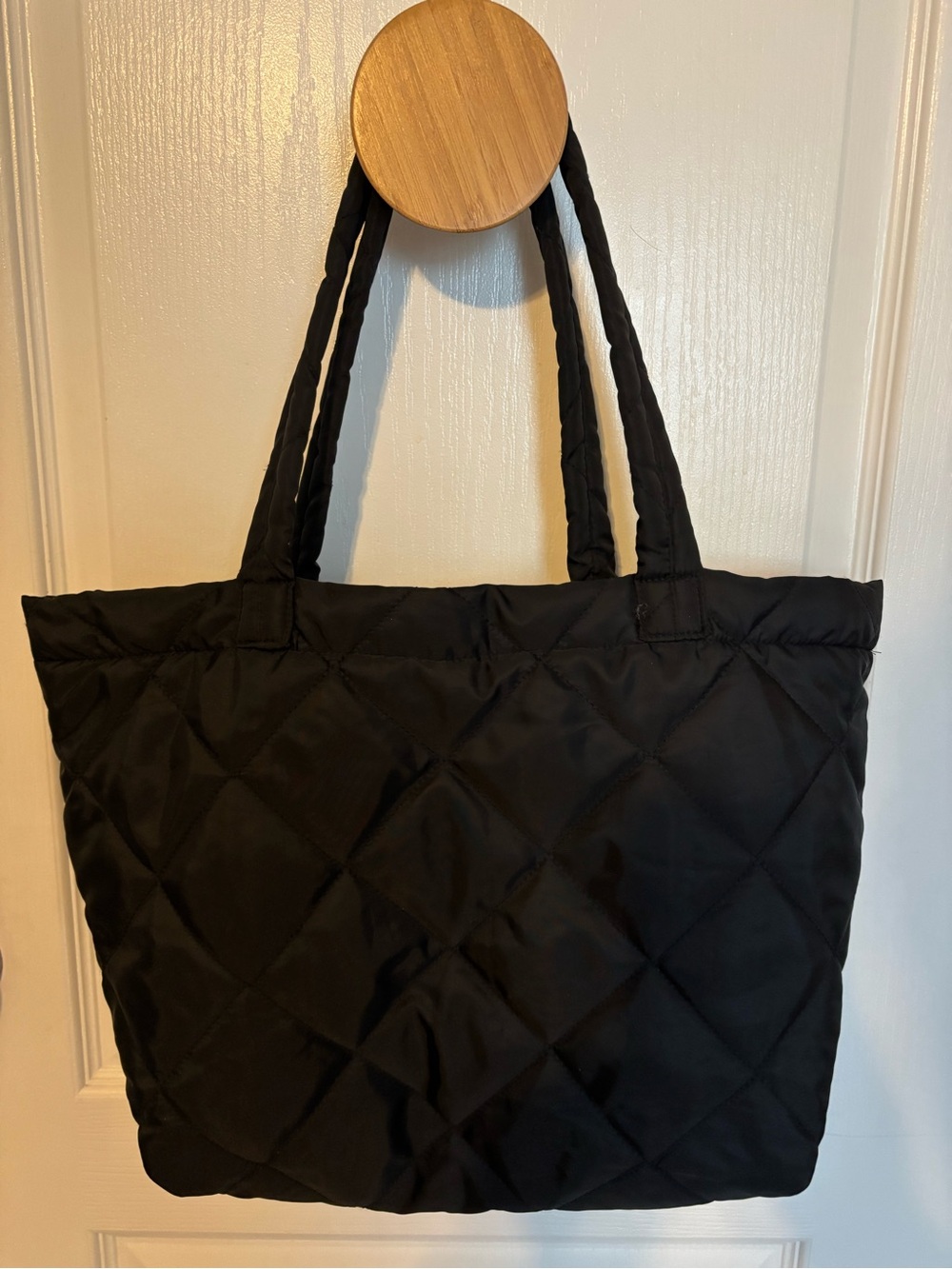 Black Quilted Tote Bag - Unbranded